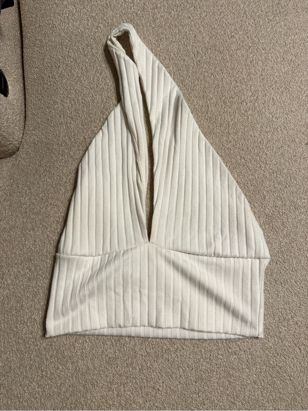 Kenzie + Francesca's white ribbed knit halter crop top